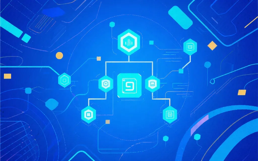 数据结构抽象插画,科技感蓝色背景